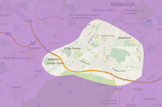 dog walking colinton map